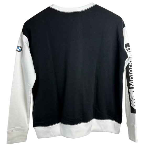 BMW Motorsport White Color Block Sweatshirt Crewneck Graphic Logo Large - Picture 4 of 8